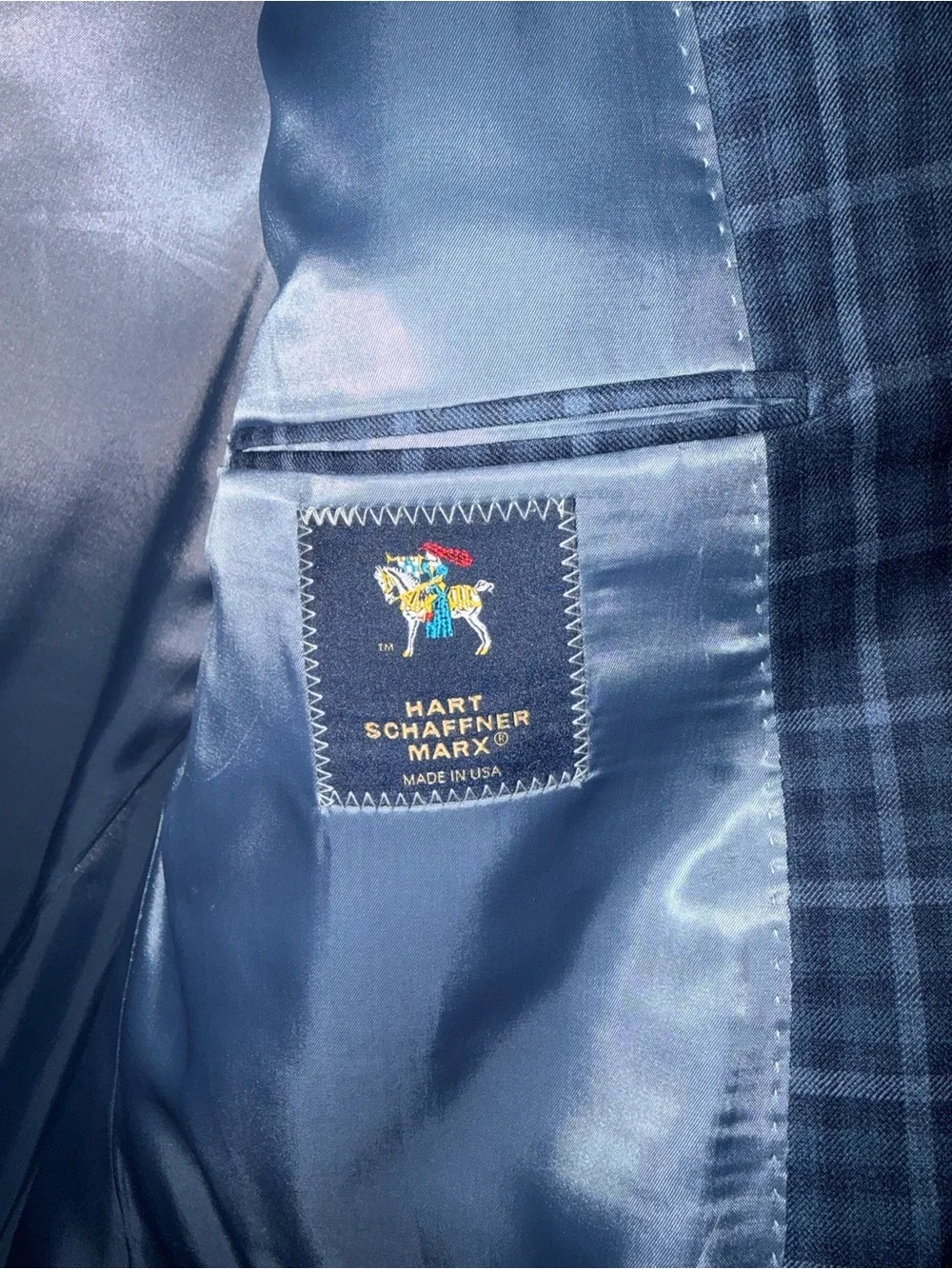 Hart Schaffner Marx Blue Windowpane Sport Coat